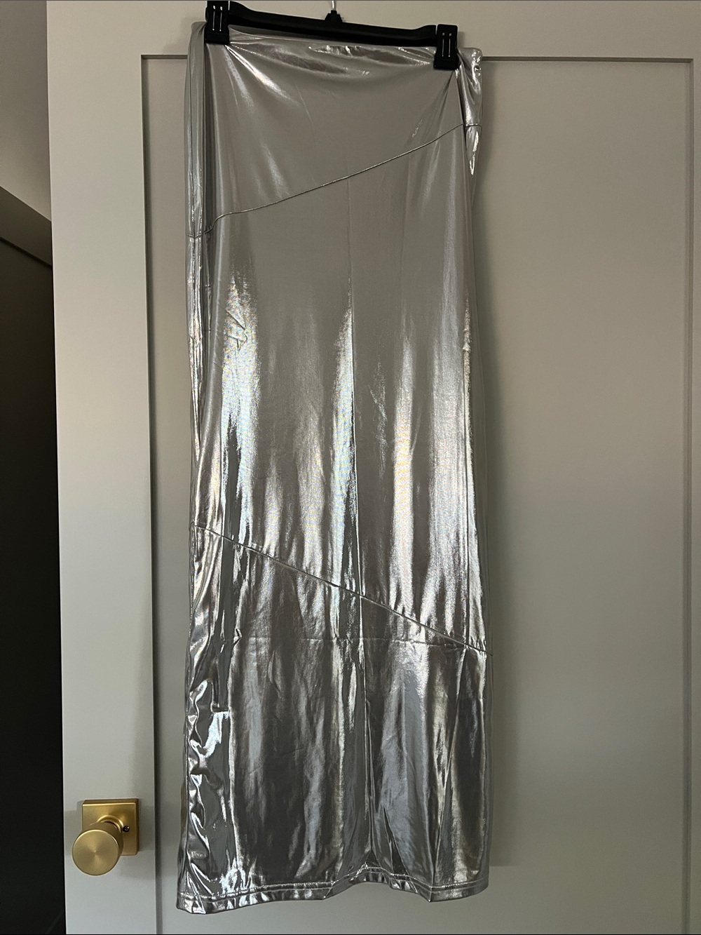 superdown Silver Metallic Maxi Skirt